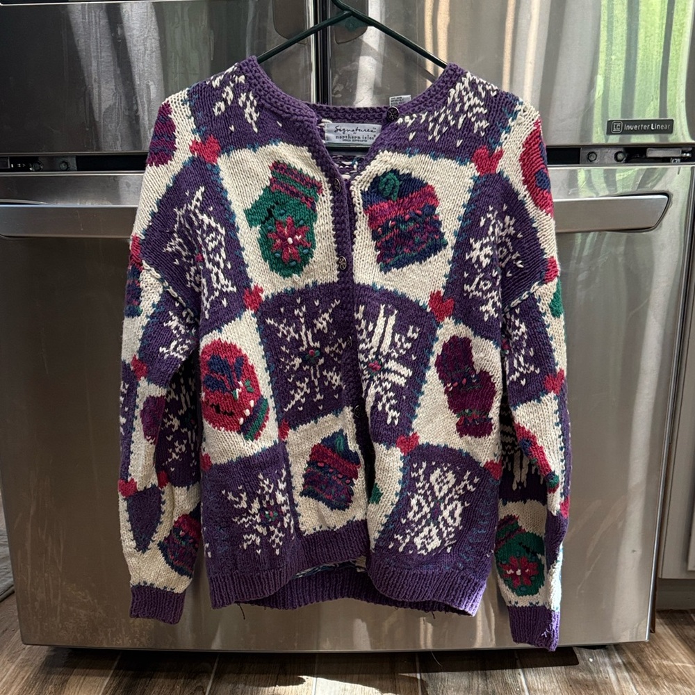 Vintage Purple and White Women's Christmas Sweater- Signatures by Northern Isles